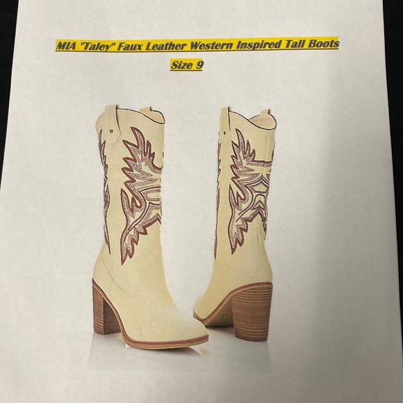 🎉New Years Sale🎉MIA Taley Tall WesternBoots NIBNWTSize 9 Embroidered FauxLeather - Picture 3 of 14